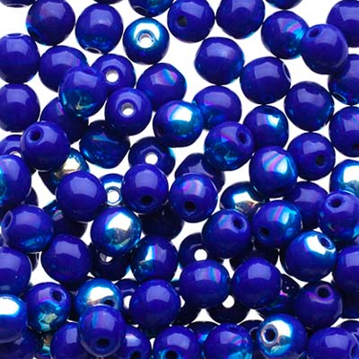 Glass Beads - 4mm - Round - Opaque Cobalt AB (100)