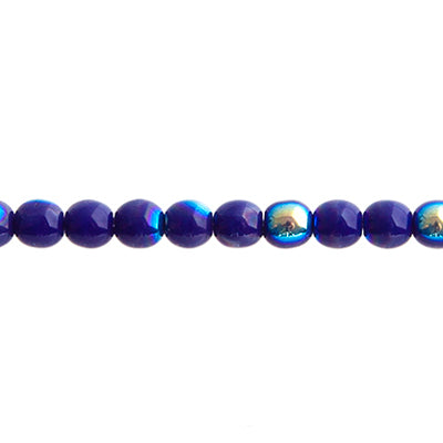 Glass Beads - 4mm Round - Opaque Cobalt AB (45pc strand)