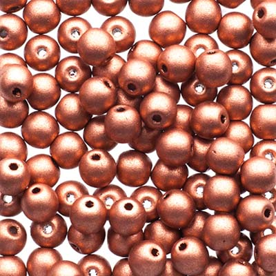 Glass Beads - 4mm - Round - Copper (100)