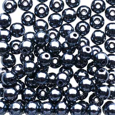 Glass Beads - 4mm - Round - Opaque Gunmetal (100)