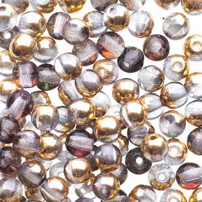 Glass Beads - 4mm - Round - Crystal Aurum (100)