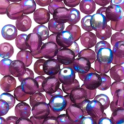 Glass Beads - 4mm - Round - Transparent Amethyst AB (100)