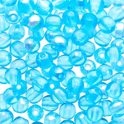 Glass Beads - 4mm - Round - Transparent Aqua AB (100)