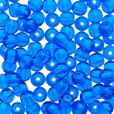 Glass Beads - 4mm - Round - Transparent Capri Blue (100)