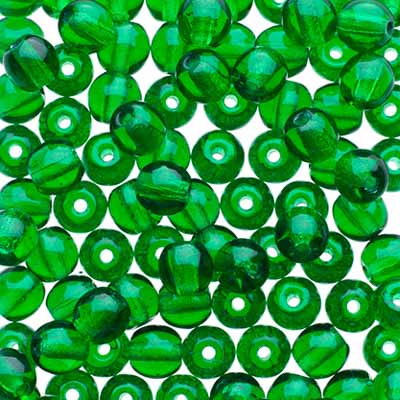 Glass Beads - 4mm - Round - Transparent Green (100)