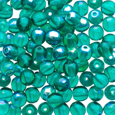 Glass Beads - 4mm - Round - Transparent Emerald AB (100)
