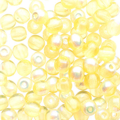 Glass Beads - 4mm - Round - Jonquil AB (100)
