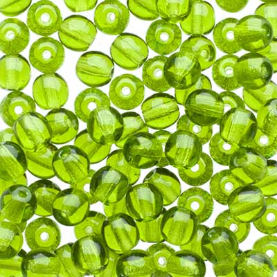 Glass Beads - 4mm - Round - Transparent Olivine (100)