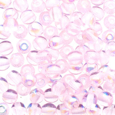 Glass Beads - 4mm - Round - Transparent Light Rose AB (100)
