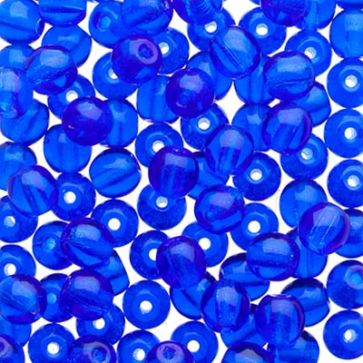 Glass Beads - 4mm - Round - Transparent Sapphire (100)