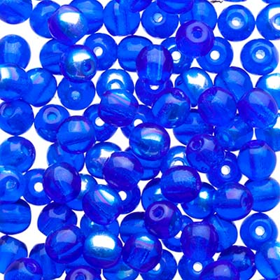 Glass Beads - 4mm - Round - Transparent Sapphire AB (100)