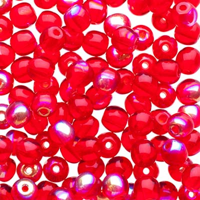 Glass Beads - 4mm - Round - Siam AB (100)