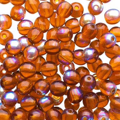 Glass Beads - 4mm - Round - Transparent Topaz AB (100)