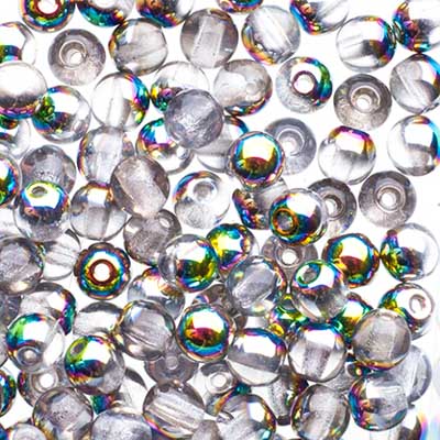 Glass Beads - 4mm - Round - Crystal Medium Vitrail (100)