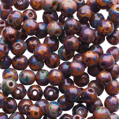 Glass Beads - 4mm - Round - Ivory Travertine (100)