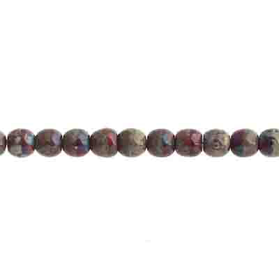 Glass Beads - 4mm Round - Opaque Red Travertine (45pc strand)