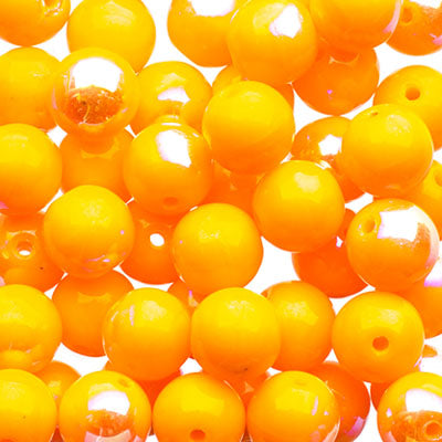 Glass Beads - 6mm - Round - Opaque Orange AB (50)
