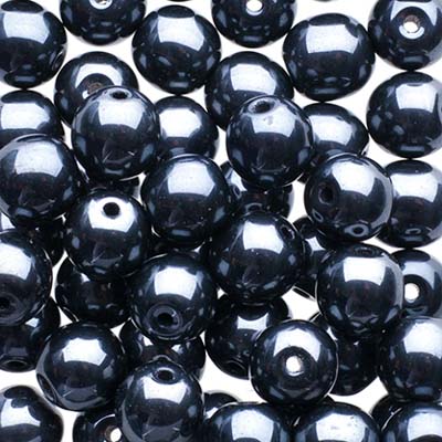 Glass Beads - 6mm - Round - Jet Hematite 2 (50)