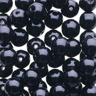 Glass Beads - 6mm - Round - Opaque Jet (50)