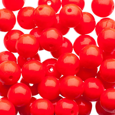 Glass Beads - 6mm - Round - Opaque Red (50)