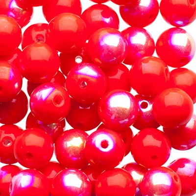 Glass Beads - 6mm - Round - Opaque Red AB (50)