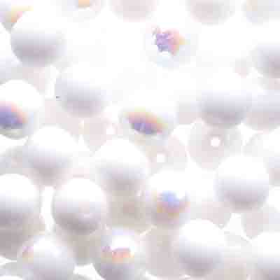 Glass Beads - 6mm - Round - Chalk White AB (50)