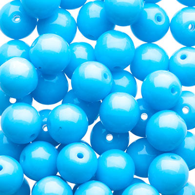 Glass Beads - 6mm - Round - Opaque Blue Turquoise (50)