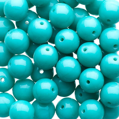 Glass Beads - 6mm - Round - Opaque Green Turquoise (50)