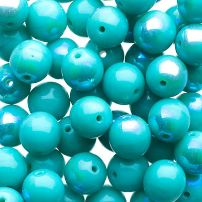 Glass Beads - 6mm - Round - Green Turquoise AB (50)