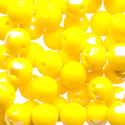 Glass Beads - 6mm - Round - Opaque Yellow AB (50)