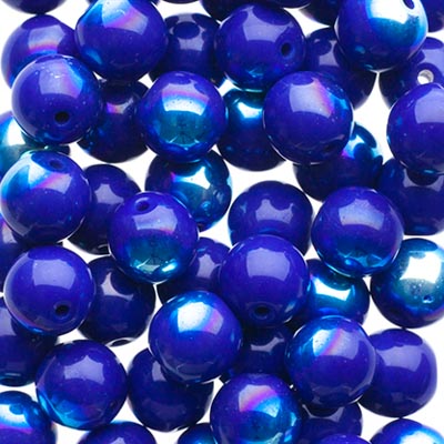 Glass Beads - 6mm - Round - Opaque Cobalt AB (50)