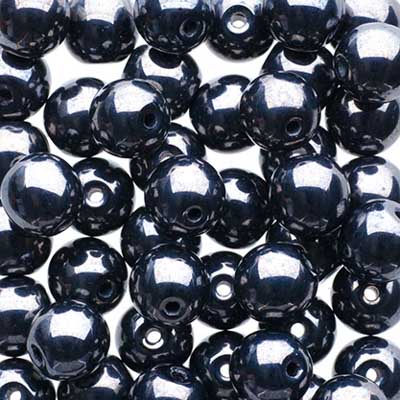 Glass Beads - 6mm - Round - Opaque Gunmetal (50)