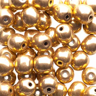 Glass Beads - 6mm - Round - Crystal Aurum 2X (50)