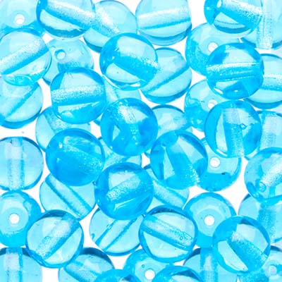 Glass Beads - 6mm - Round - Transparent Aqua (50)