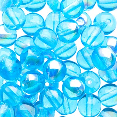 Glass Beads - 6mm - Round - Transparent Aqua AB (50)