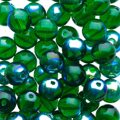 Glass Beads - 6mm - Round - Transparent Green AB (50)