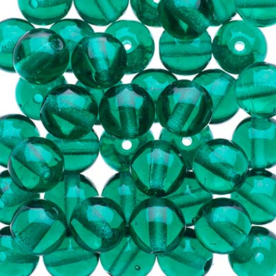 Glass Beads - 6mm - Round - Transparent Emerald (50)