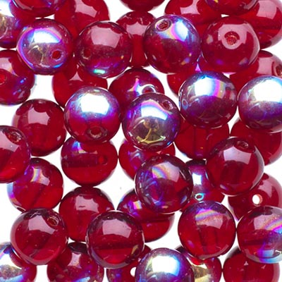 Glass Beads - 6mm - Round - Garnet AB (50)