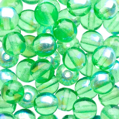 Glass Beads - 6mm - Round - Peridot AB (50)
