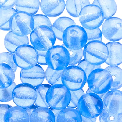 Glass Beads - 6mm - Round - Transparent Light Sapphire (50)