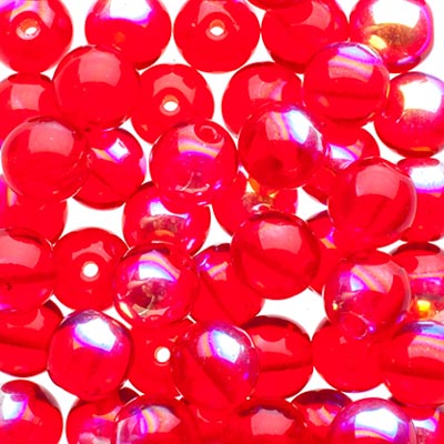 Glass Beads - 6mm - Round - Transparent Light Siam AB (50)