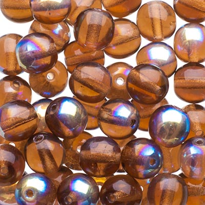 Glass Beads - 6mm - Round - Smoked Topaz AB (50)