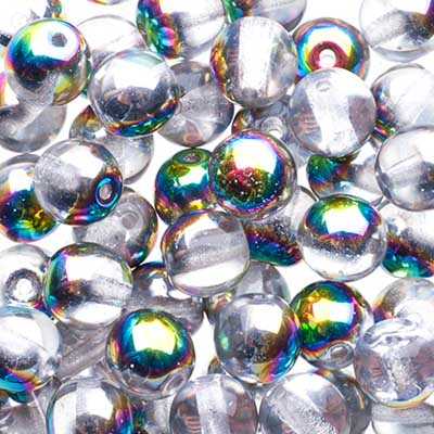 Glass Beads - 6mm - Round - Crystal Vitrail (50)