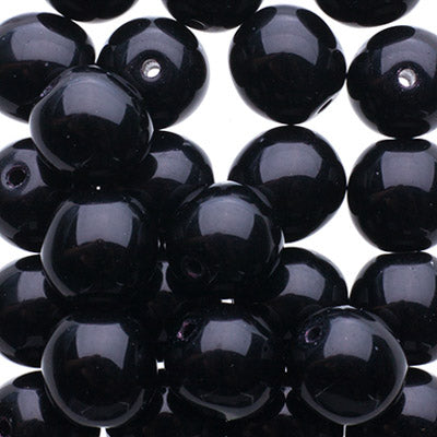 Glass Beads - 8mm - Round - Opaque Jet (25)