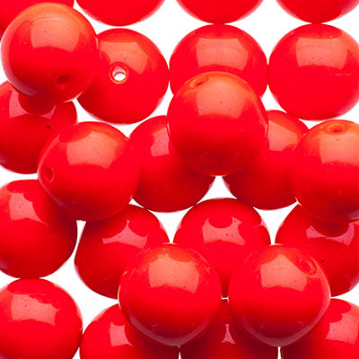 Glass Beads - 8mm - Round - Opaque Red (25)