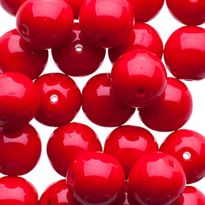Glass Beads - 8mm - Round - Opaque Dark Red (25)