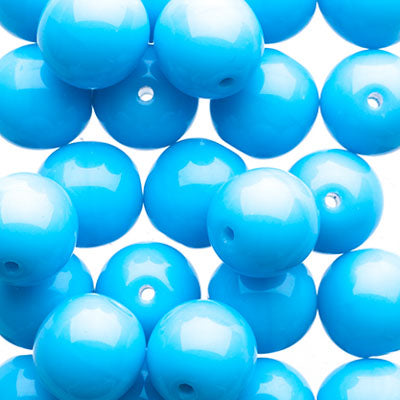 Glass Beads - 8mm - Round - Opaque Blue Turquoise (25)