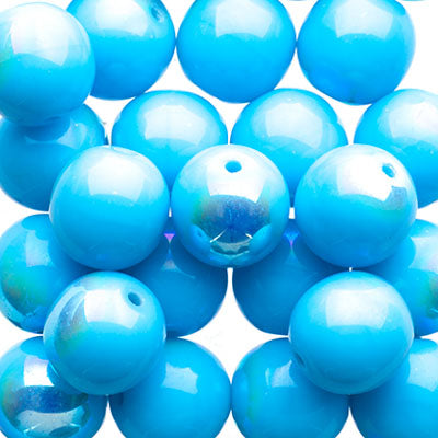 Glass Beads - 8mm - Round - Blue Turquoise AB (25)