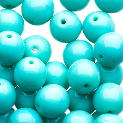 Glass Beads - 8mm - Round - Opaque Green Turquoise (25)
