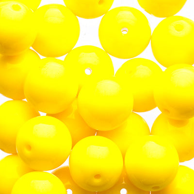 Glass Beads - 8mm - Round - Opaque Yellow (25)